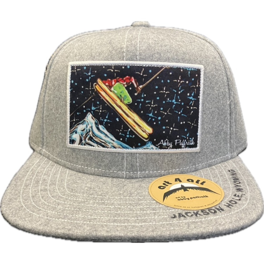 Gray Jackson Hole Cap with Skiing Design